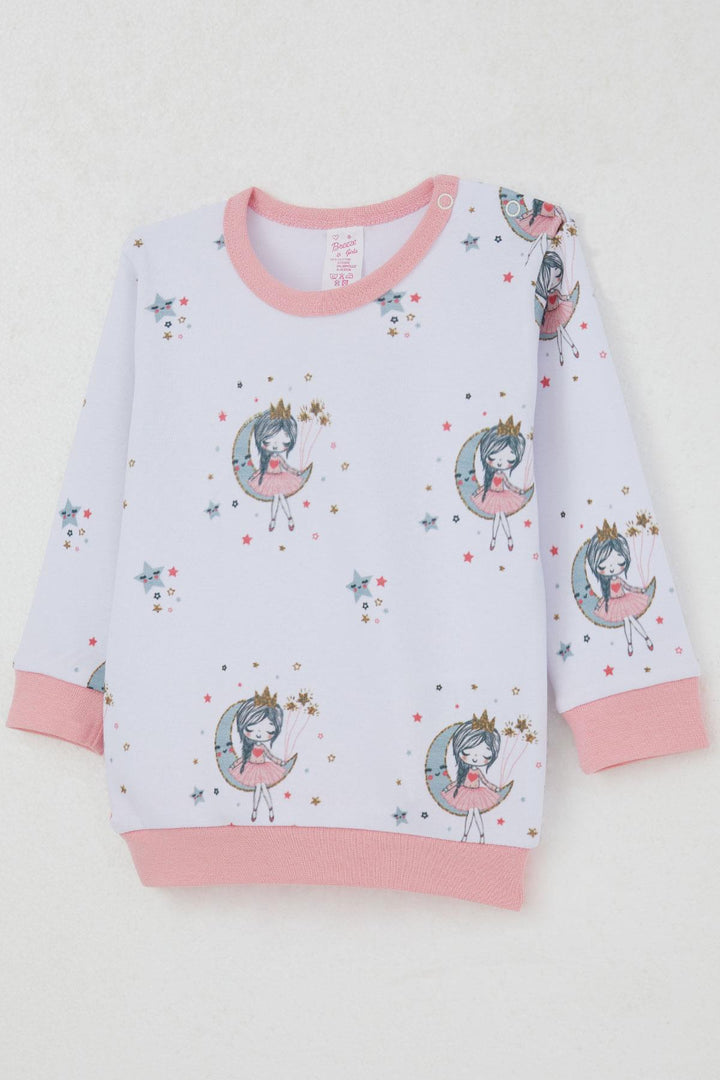 BRE Breeze Baby Girl Tracksuit with Shoulder Snap Dreamy Girl Patterned 4 Months Year, White - Naperville