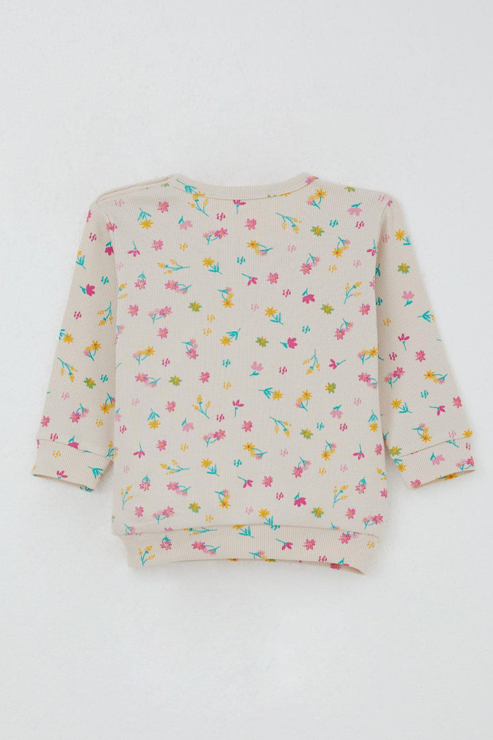 BRE Breeze Baby Girl Pajama Set Colorful Flower Patterned Shoulder Buttoned 4 Months Year, Cream - Brandenburg