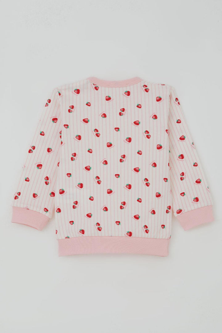 BRE Breeze Kız Bebek Pijama Takımı Omuzdan Patlı Çilek Desenli 4 Ay Yaş, Ekru - San Antonio Abad
