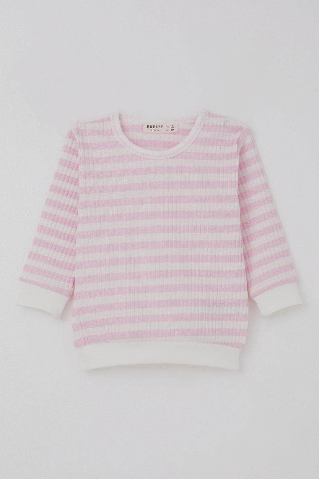 BRE Breeze Kız Bebek Pijama Takımı Omuzdan Patlı Kendinden Desenli 4 Ay Yaş, Pembe - Hilton Head Island