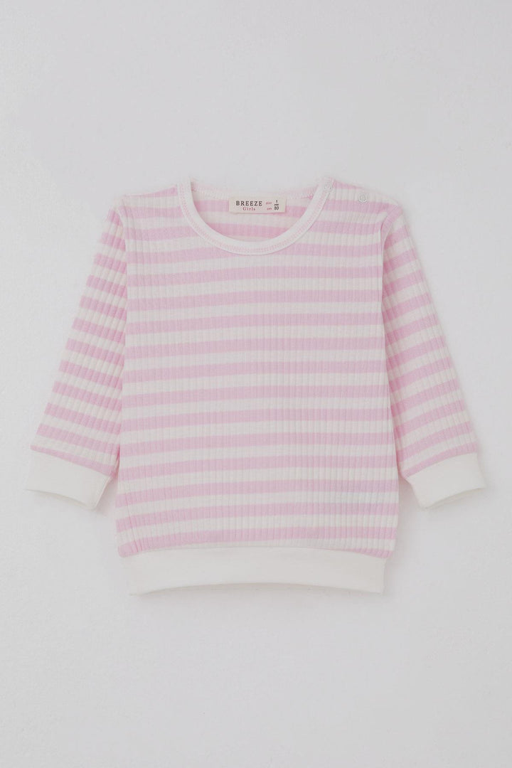 BRE Breeze Kız Bebek Pijama Takımı Omuzdan Patlı Kendinden Desenli 4 Ay Yaş, Pembe - Hilton Head Island