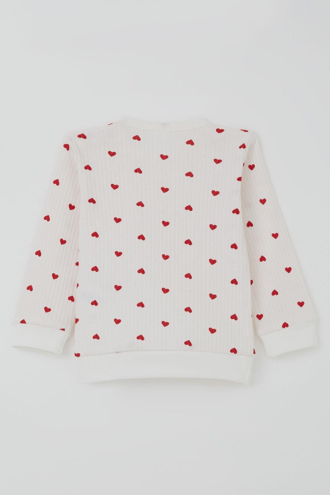 BRE Breeze Kız Bebek Pijama Takımı Omuzdan Patlı Kalp Desenli 4 Ay Yaş, Ekru - Herford