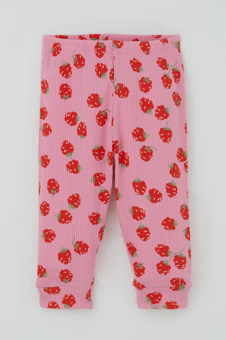 BRE Breeze Kız Bebek Pijama Takımı Omuzdan Patlı Çilek Desenli 4 Ay Yaş, Pembe - Teruel