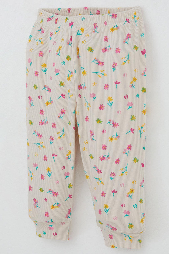 BRE Breeze Baby Girl Pajama Set Colorful Flower Patterned Shoulder Buttoned 4 Months Year, Cream - Brandenburg