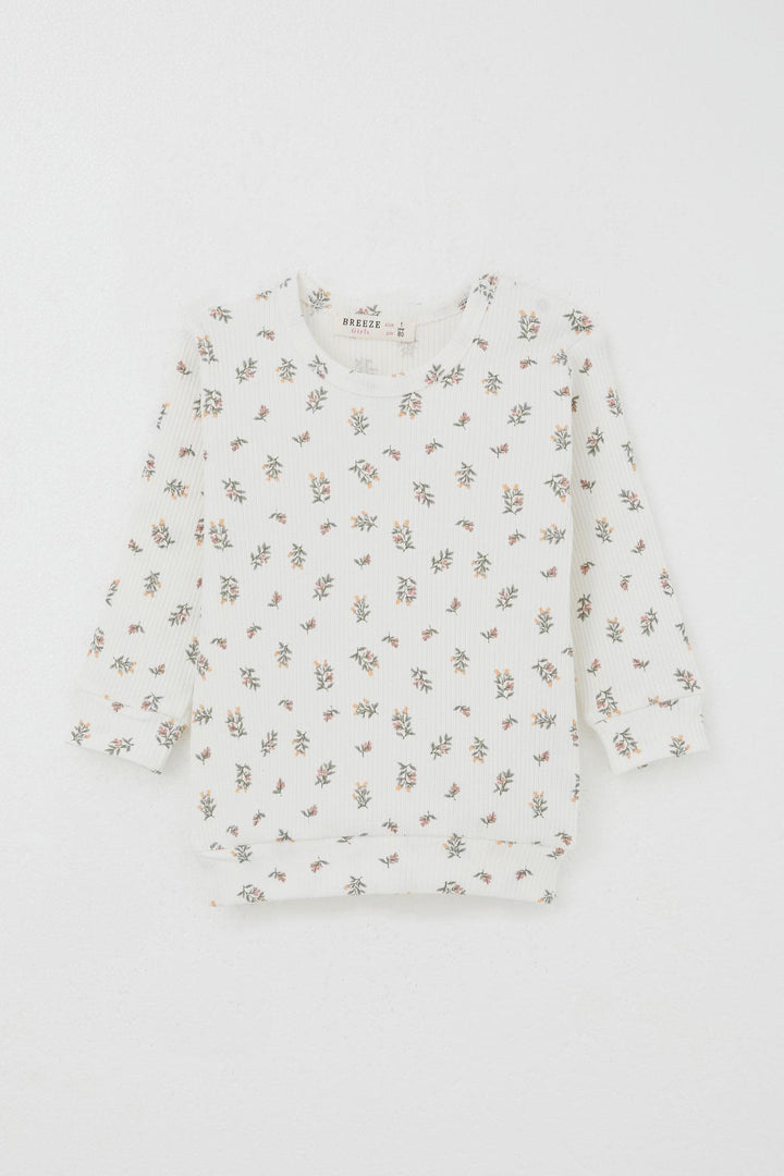 BRE Breeze Baby Girl Pajama Set with Shoulder Button Flower Patterned 4 Months Year, Ecru - Las Rozas de Madrid