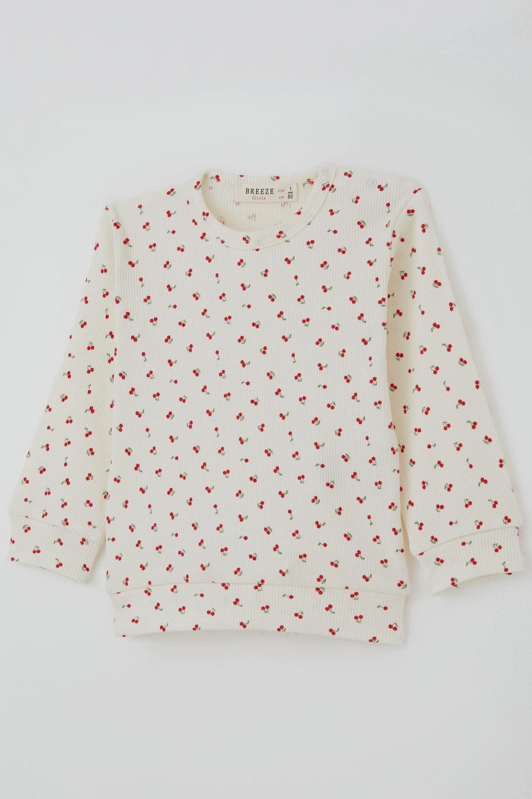 BRE Breeze Kız Bebek Pijama Takımı Omuzdan Patlı Kiraz Desenli 4 Ay Yaş, Krem - Greifswald