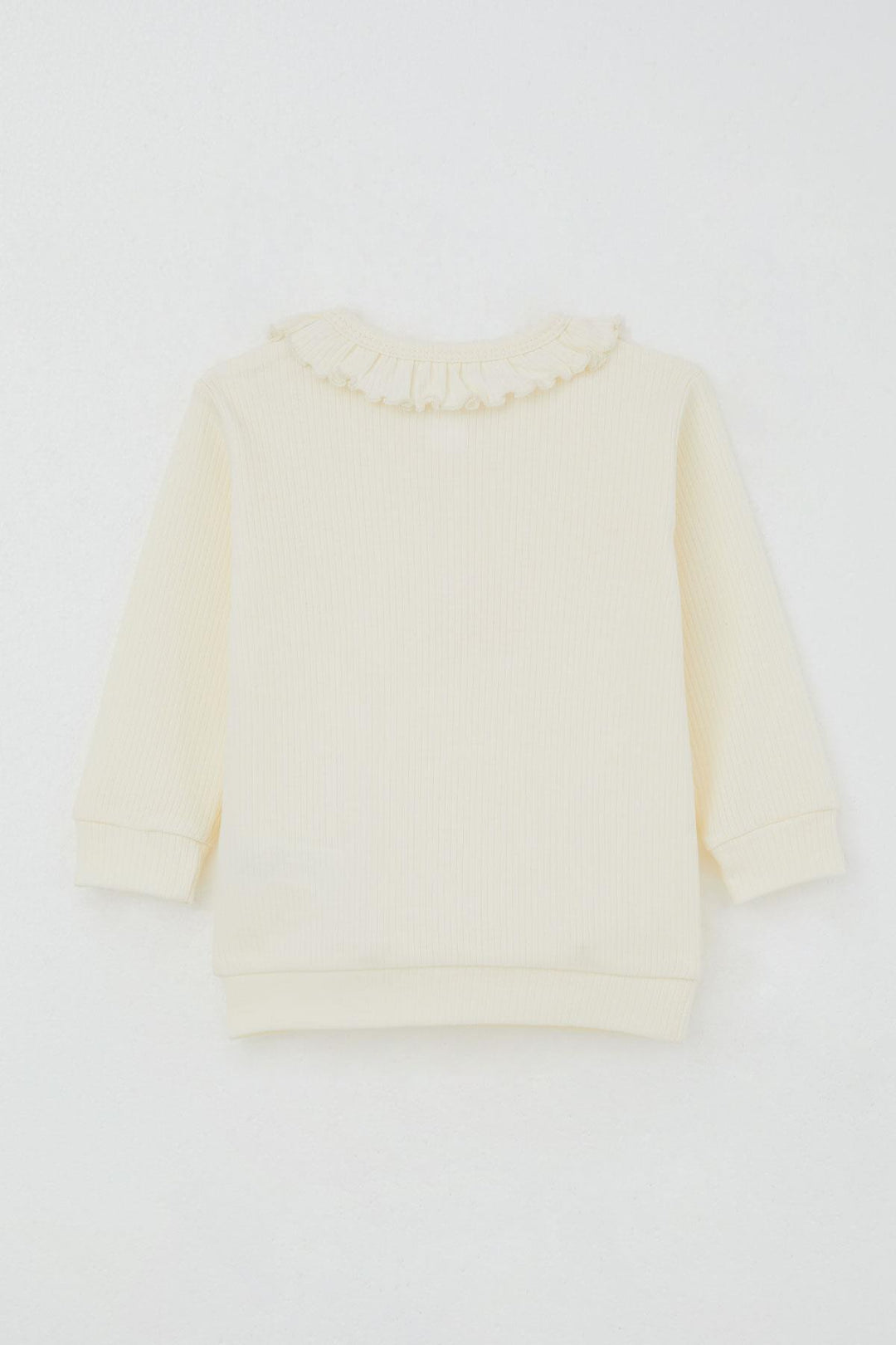 BRE Breeze Baby Girl Pajama Set with Frilly Shoulder Buttoned Collar Embroidered with Writing 4 Months Year, Cream - San Germán