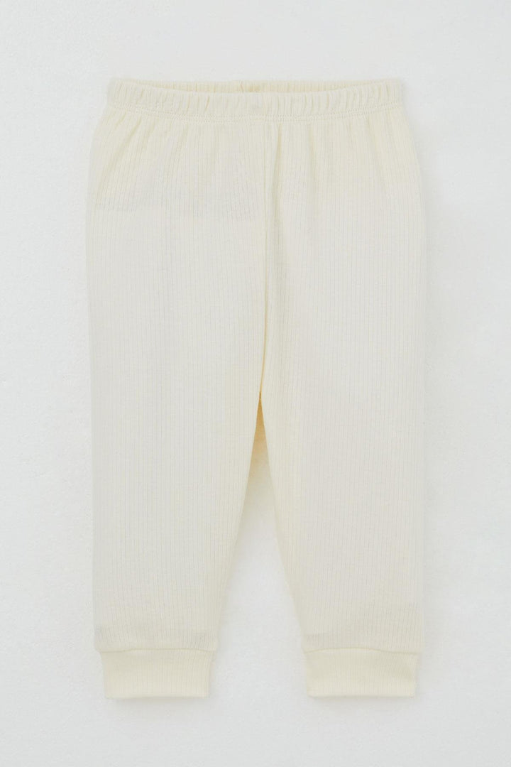 BRE Breeze Baby Girl Pajama Set with Frilly Shoulder Buttoned Collar Embroidered with Writing 4 Months Year, Cream - San Germán