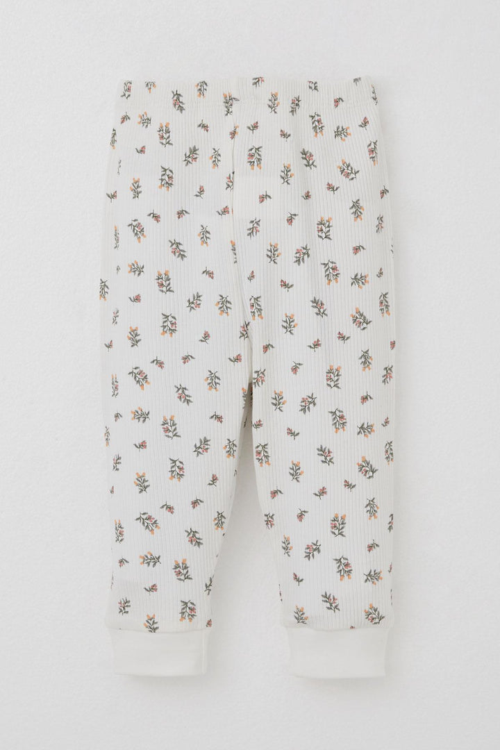 BRE Breeze Baby Girl Pajama Set with Shoulder Button Flower Patterned 4 Months Year, Ecru - Vlaardingen