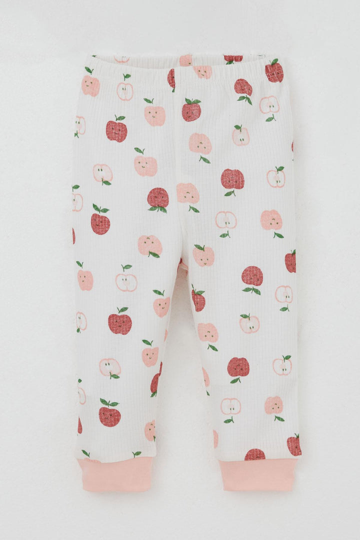 BRE Breeze Baby Girl Pajama Set with Shoulder Snap Cute Tiny Apple Patterned 4 Months Year, Ecru - Haguenau