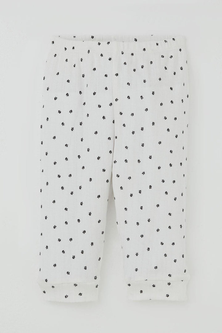BRE Breeze Kız Bebek Pijama Takımı Omuzdan Patlı Mini Çiçek Desenli 4 Ay Yaş, Beyaz - Rio de Mouro