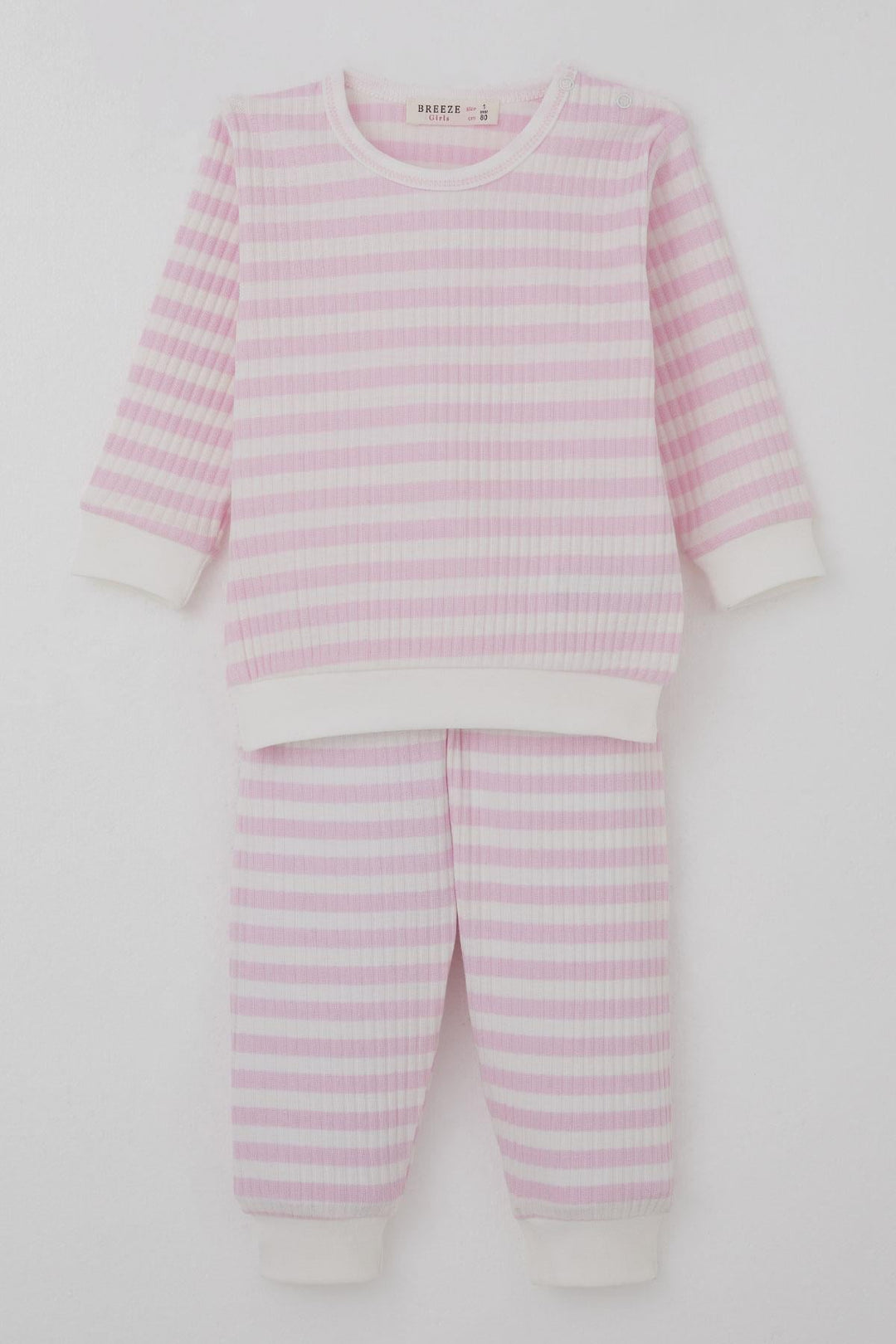 BRE Breeze Kız Bebek Pijama Takımı Omuzdan Patlı Kendinden Desenli 4 Ay Yaş, Pembe - Hilton Head Island