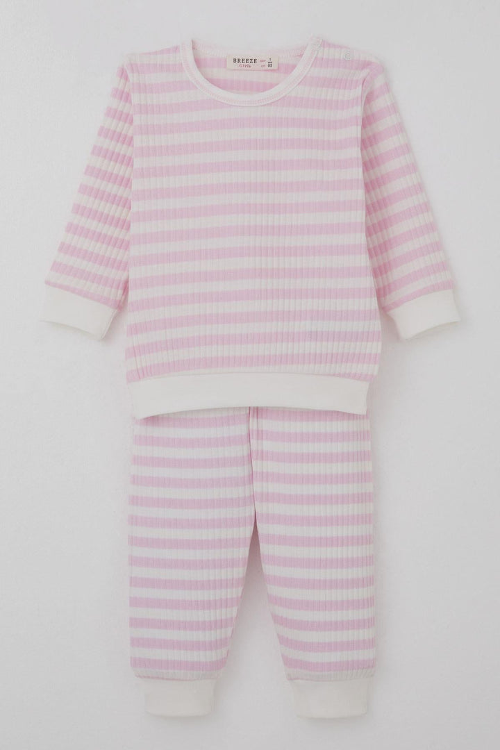 BRE Breeze Kız Bebek Pijama Takımı Omuzdan Patlı Kendinden Desenli 4 Ay Yaş, Pembe - Hilton Head Island