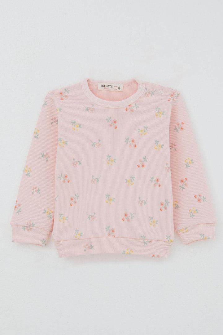 BRE Breeze Baby Girl Pajama Set with Shoulder Button Colorful Flower Patterned 4 Months Year, Pink - San Vicente de Baracaldo
