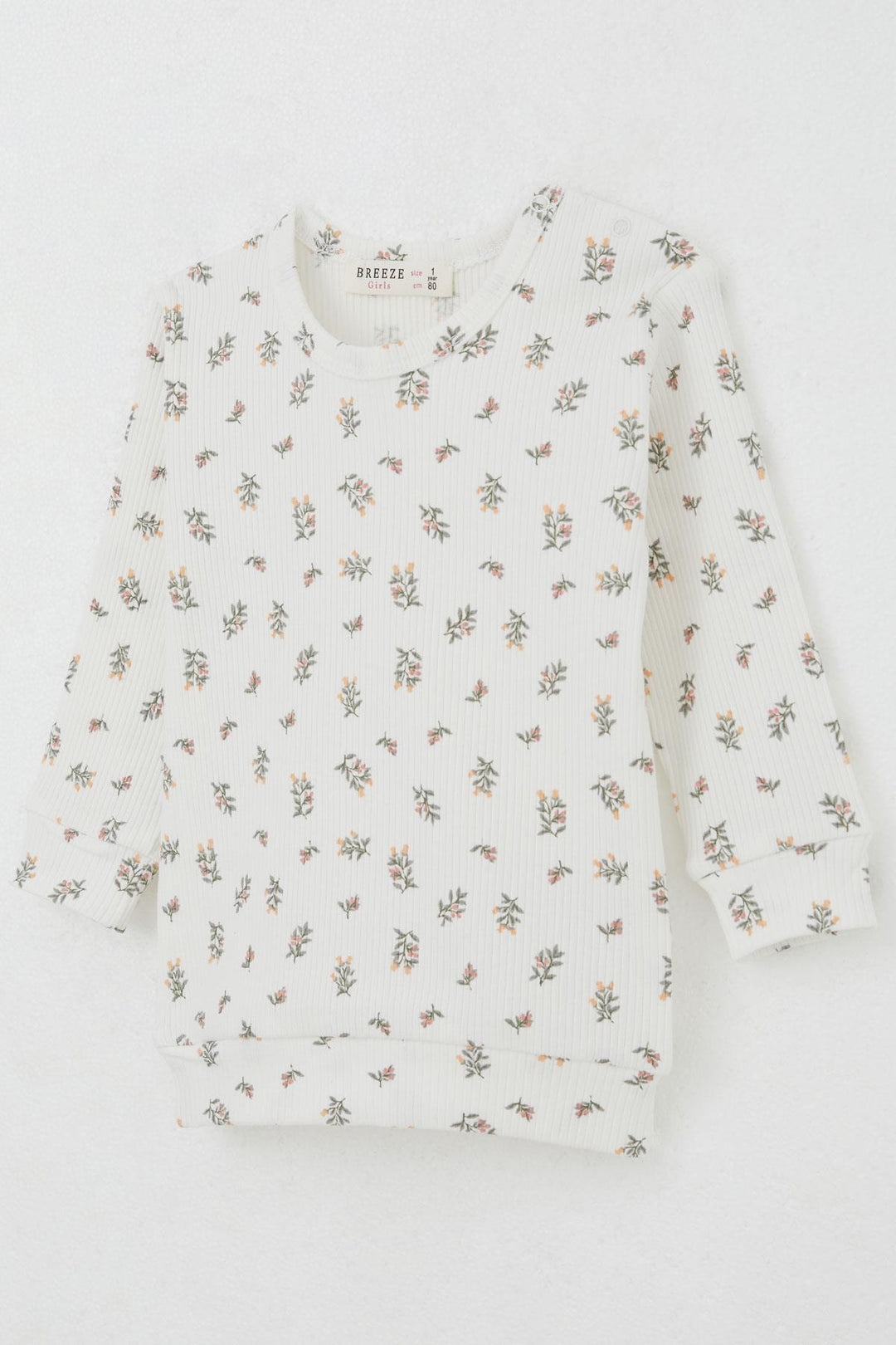 BRE Breeze Baby Girl Pajama Set with Shoulder Button Flower Patterned 4 Months Year, Ecru - Las Rozas de Madrid