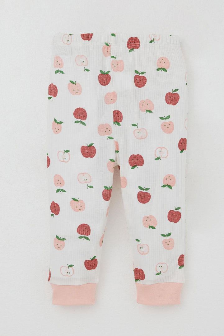 BRE Breeze Baby Girl Pajama Set with Shoulder Snap Cute Tiny Apple Patterned 4 Months Year, Ecru - Haguenau