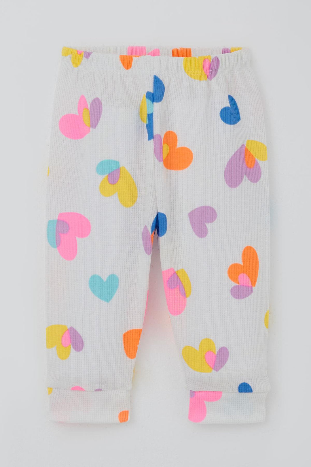 BRE Breeze Kız Bebek Pijama Takımı Omuzdan Patlı Renkli Kalp Desenli 4 Ay Yaş, Beyaz - Williamsburg