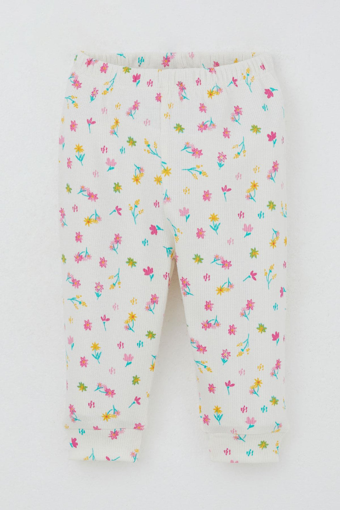 BRE Breeze Baby Girl Pajama Set Colorful Flower Patterned Shoulder Buttoned 4 Months Year, Ecru - Gandía