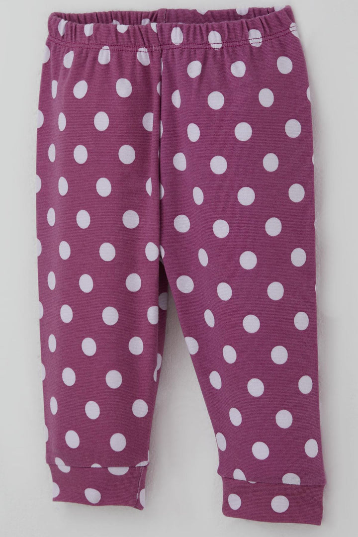 BRE Breeze Kız Bebek Pijama Takımı Omuzdan Patlı Beyaz Puantiye Desenli 4 Ay Yaş, Eflatun - El Plan