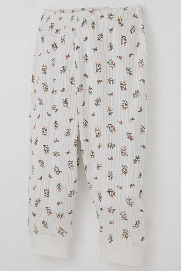 BRE Breeze Baby Girl Pajama Set with Shoulder Button Flower Patterned 4 Months Year, Ecru - Vlaardingen