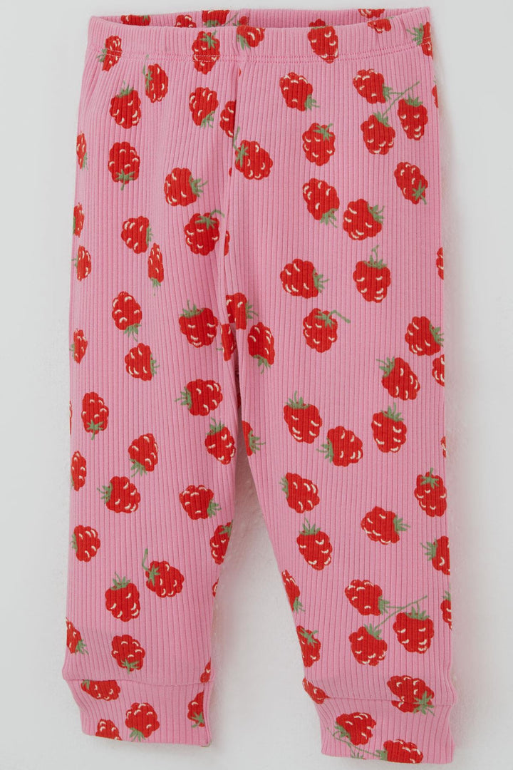 BRE Breeze Kız Bebek Pijama Takımı Omuzdan Patlı Çilek Desenli 4 Ay Yaş, Pembe - Teruel