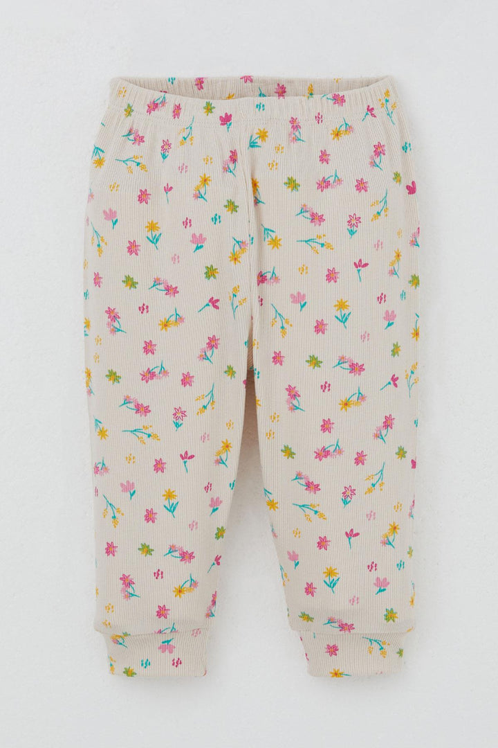 BRE Breeze Baby Girl Pajama Set Colorful Flower Patterned Shoulder Buttoned 4 Months Year, Cream - Brandenburg