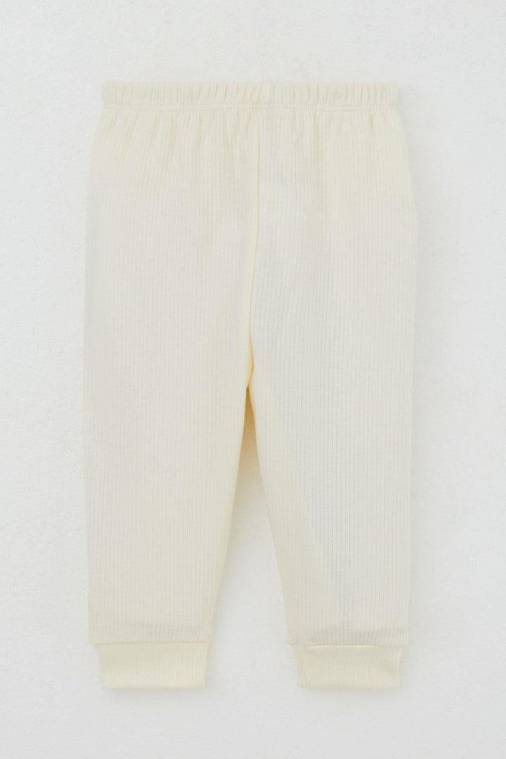 BRE Breeze Baby Girl Pajama Set with Frilly Shoulder Buttoned Collar Embroidered with Writing 4 Months Year, Cream - San Germán