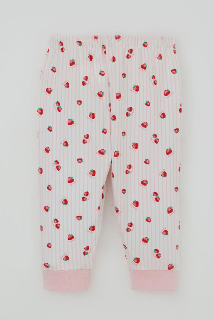 BRE Breeze Kız Bebek Pijama Takımı Omuzdan Patlı Çilek Desenli 4 Ay Yaş, Ekru - San Antonio Abad