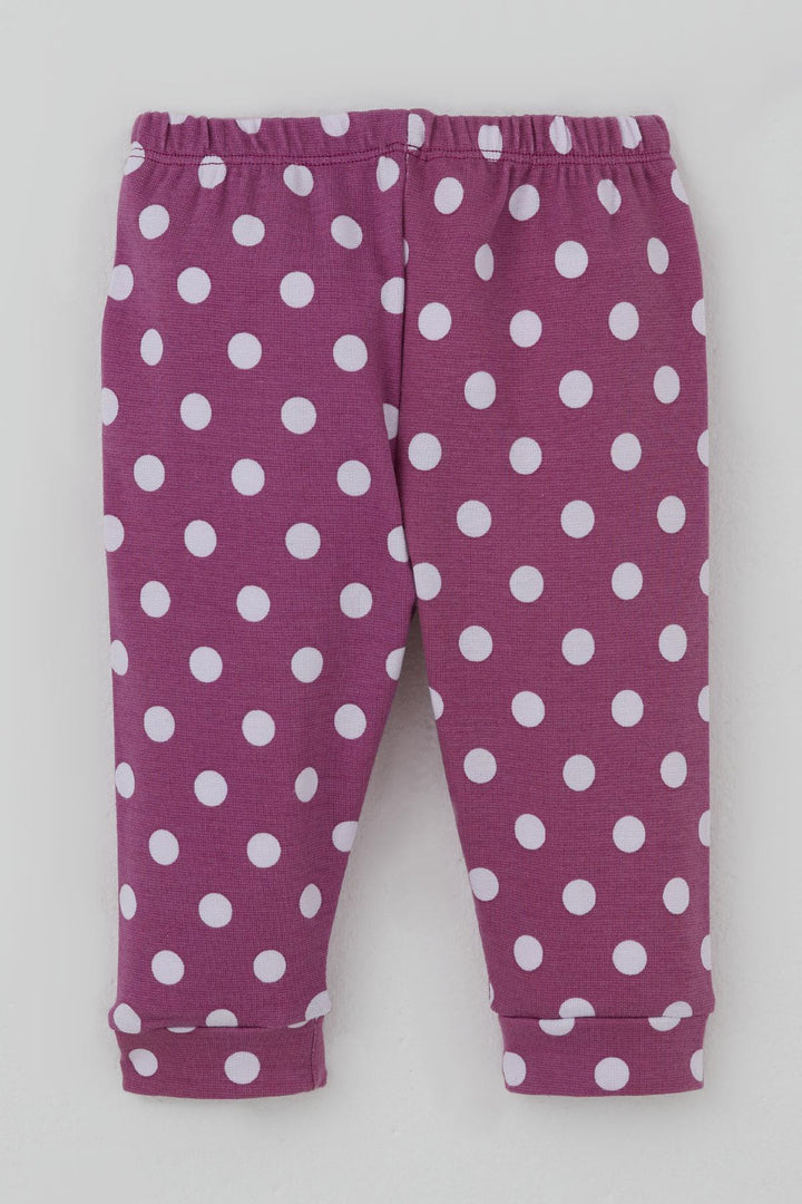 BRE Breeze Kız Bebek Pijama Takımı Omuzdan Patlı Beyaz Puantiye Desenli 4 Ay Yaş, Eflatun - El Plan