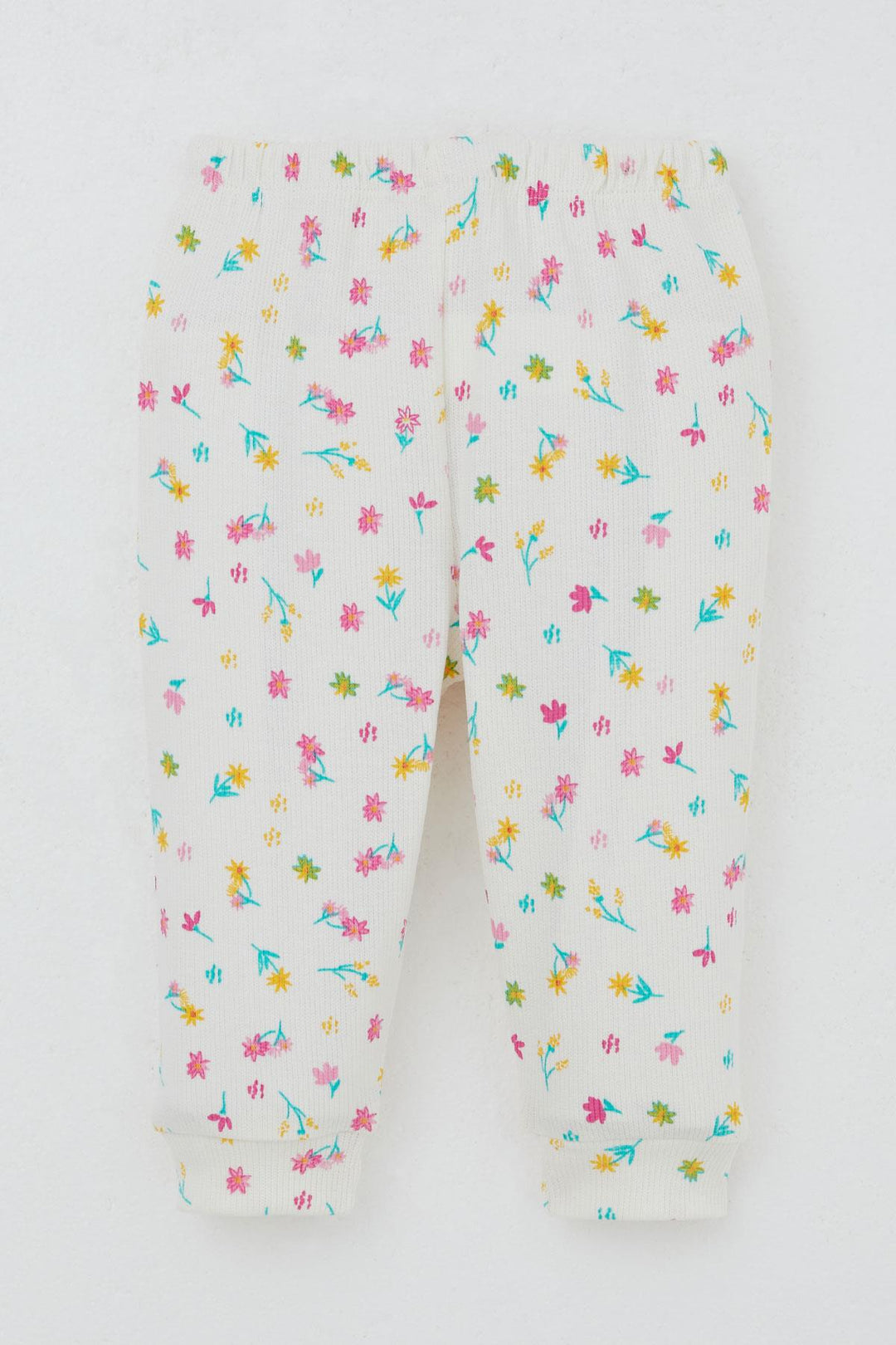 BRE Breeze Baby Girl Pajama Set Colorful Flower Patterned Shoulder Buttoned 4 Months Year, Ecru - Gandía