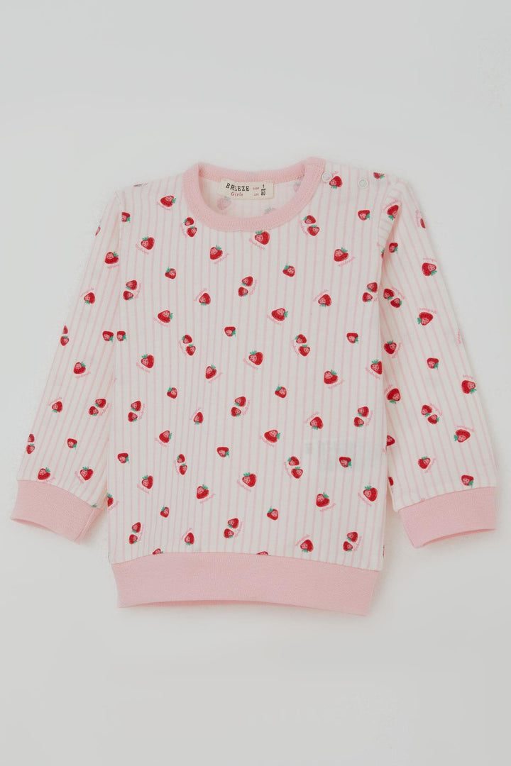 BRE Breeze Kız Bebek Pijama Takımı Omuzdan Patlı Çilek Desenli 4 Ay Yaş, Ekru - San Antonio Abad