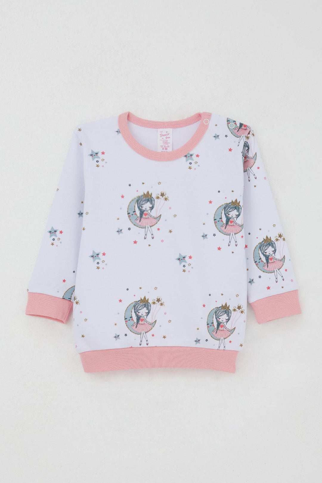 BRE Breeze Baby Girl Tracksuit with Shoulder Snap Dreamy Girl Patterned 4 Months Year, White - Naperville