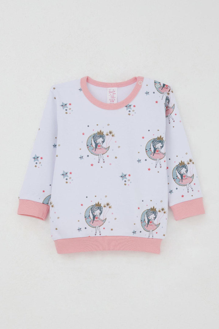 BRE Breeze Baby Girl Tracksuit with Shoulder Snap Dreamy Girl Patterned 4 Months Year, White - Naperville
