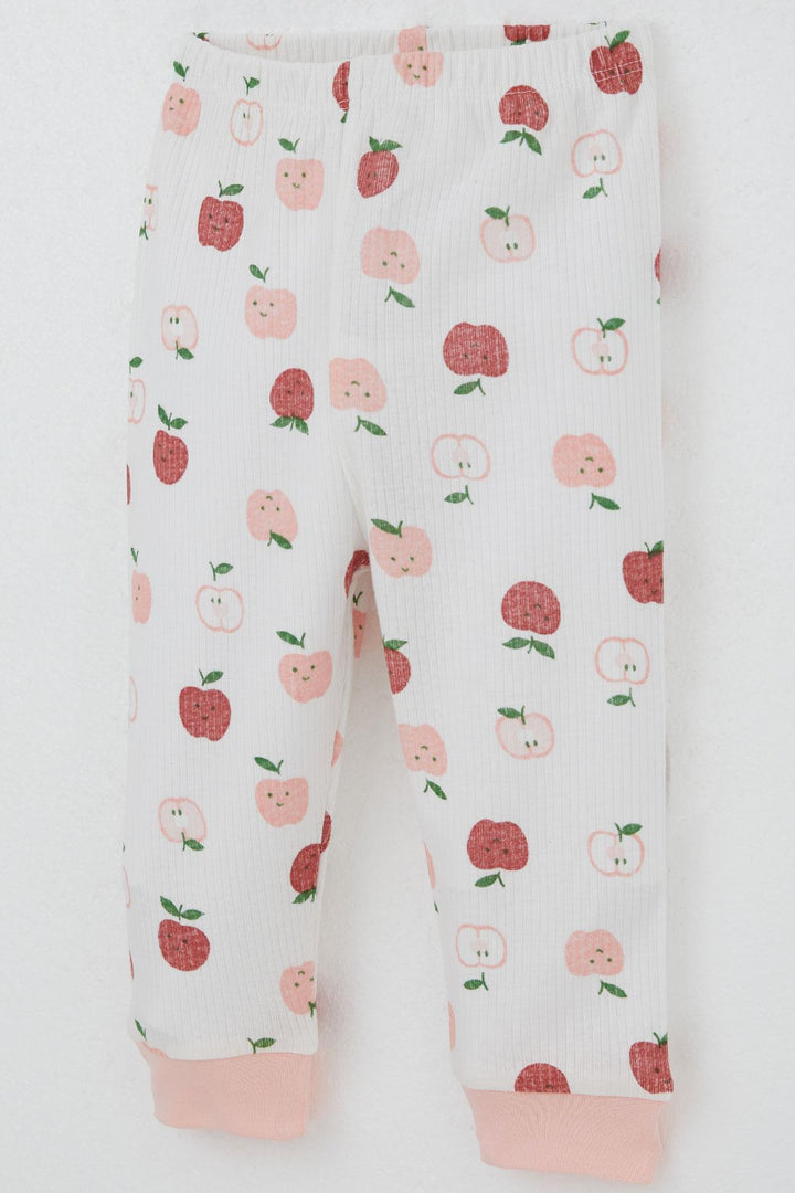 BRE Breeze Baby Girl Pajama Set with Shoulder Snap Cute Tiny Apple Patterned 4 Months Year, Ecru - Haguenau