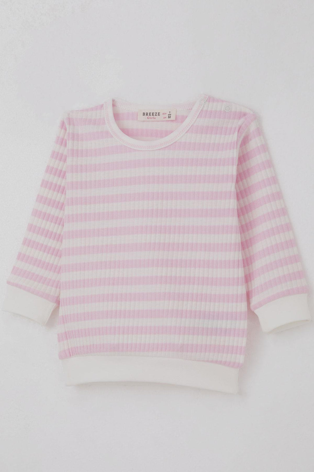 BRE Breeze Kız Bebek Pijama Takımı Omuzdan Patlı Kendinden Desenli 4 Ay Yaş, Pembe - Hilton Head Island