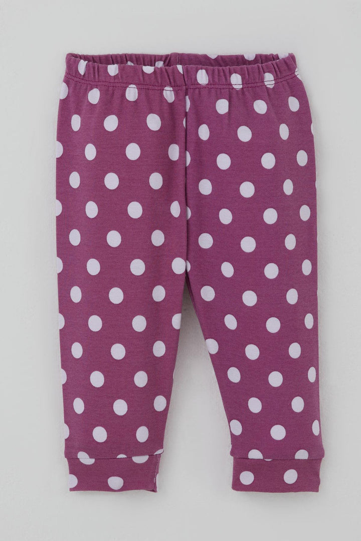 BRE Breeze Kız Bebek Pijama Takımı Omuzdan Patlı Beyaz Puantiye Desenli 4 Ay Yaş, Eflatun - El Plan