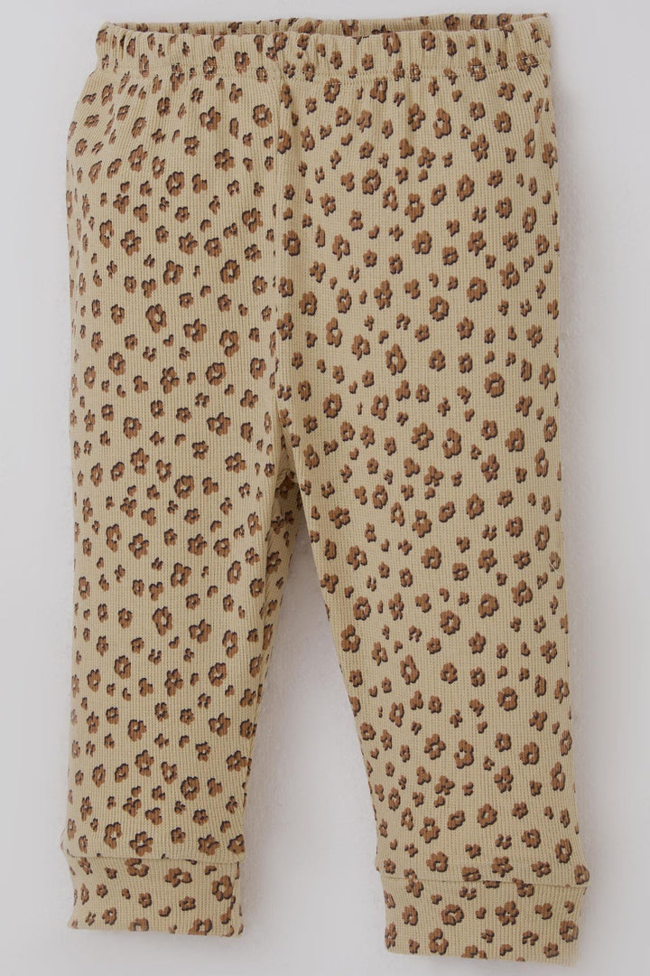 BRE Breeze Kız Bebek Pijama Takımı Omuzdan Patlı Çiçek Desenli 4 Ay Yaş, Bej - Minden