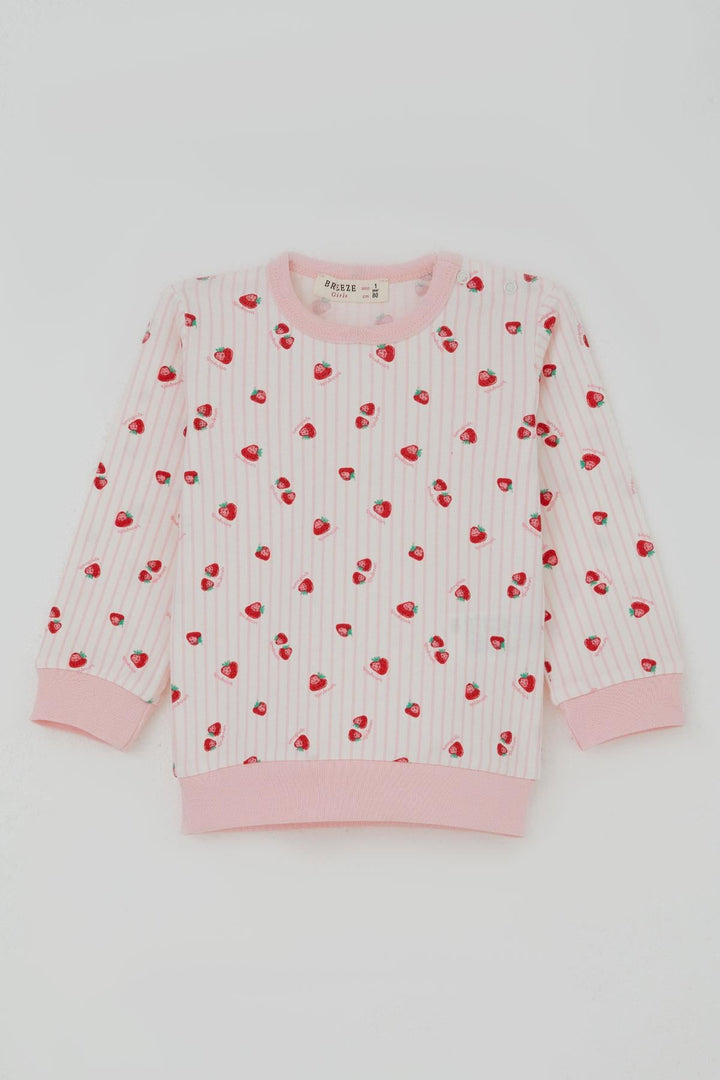 BRE Breeze Kız Bebek Pijama Takımı Omuzdan Patlı Çilek Desenli 4 Ay Yaş, Ekru - San Antonio Abad