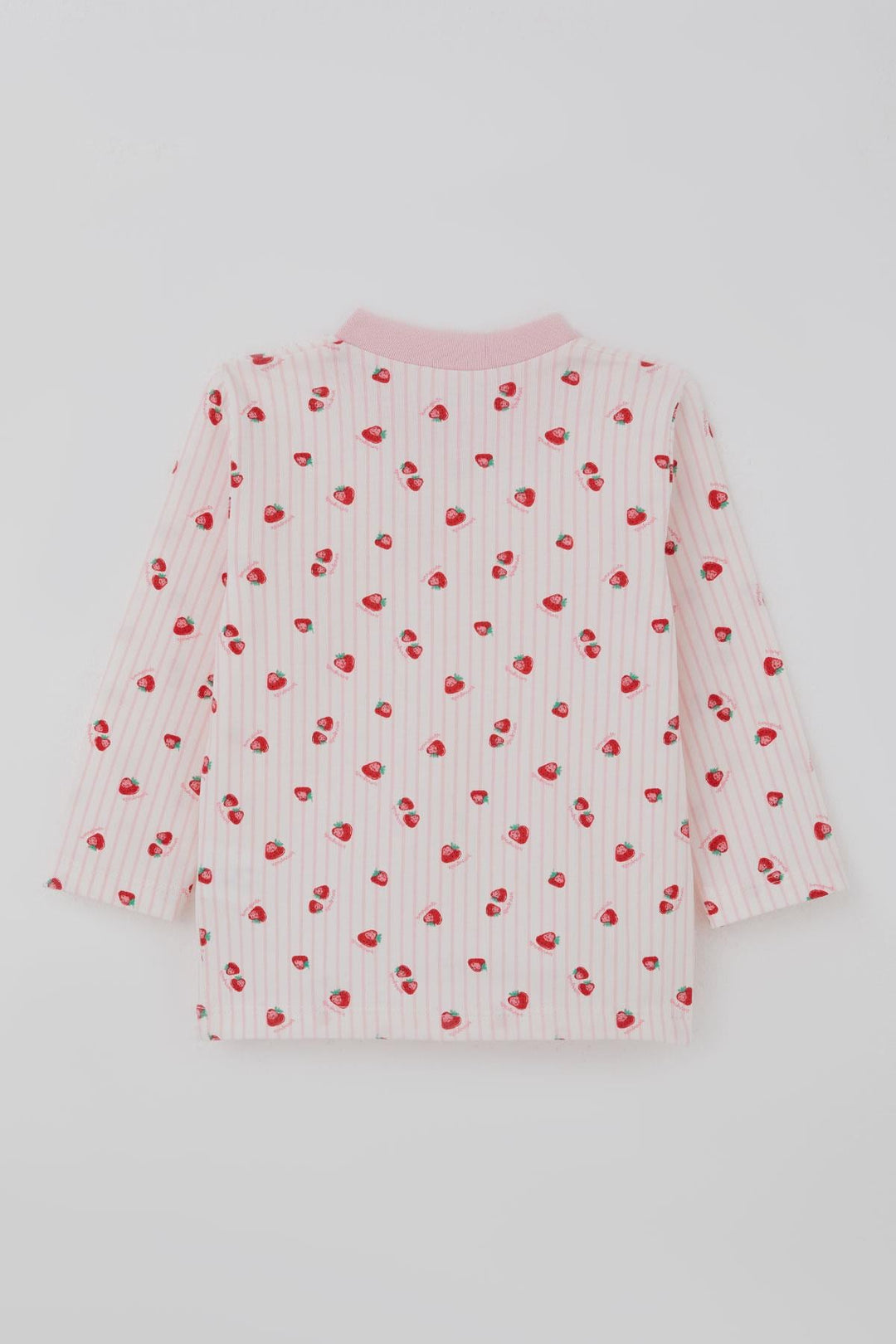 BRE Breeze Kız Bebek Pijama Takımı Önden Çıtçıtlı Çilek Desenli 4 Ay Yaş, Ekru - Kavála