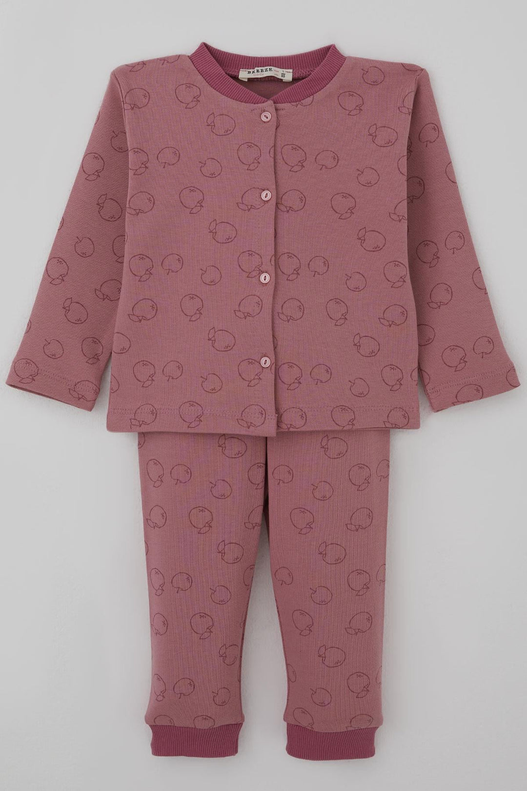 BRE Breeze Kız Bebek Pijama Takımı Önden Düğmeli Elma Desenli 4 Ay Yaş, Gülkurusu - Hofheim