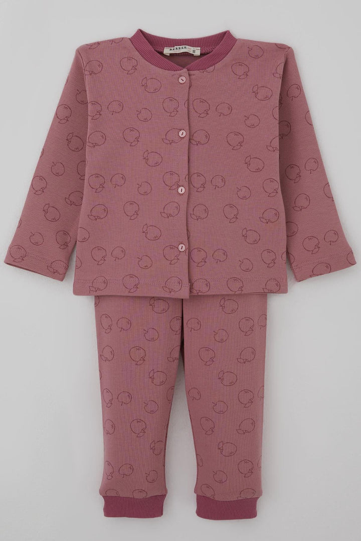BRE Breeze Kız Bebek Pijama Takımı Önden Düğmeli Elma Desenli 4 Ay Yaş, Gülkurusu - Hofheim