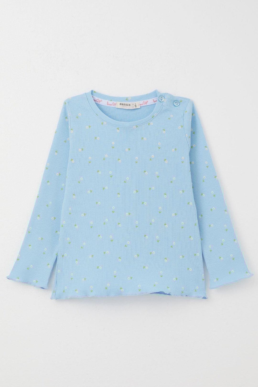 BRE Breeze Girl Baby Pyjama Set Daisy Patterned 9 Months-3 Years, Light Blue - Warendorf