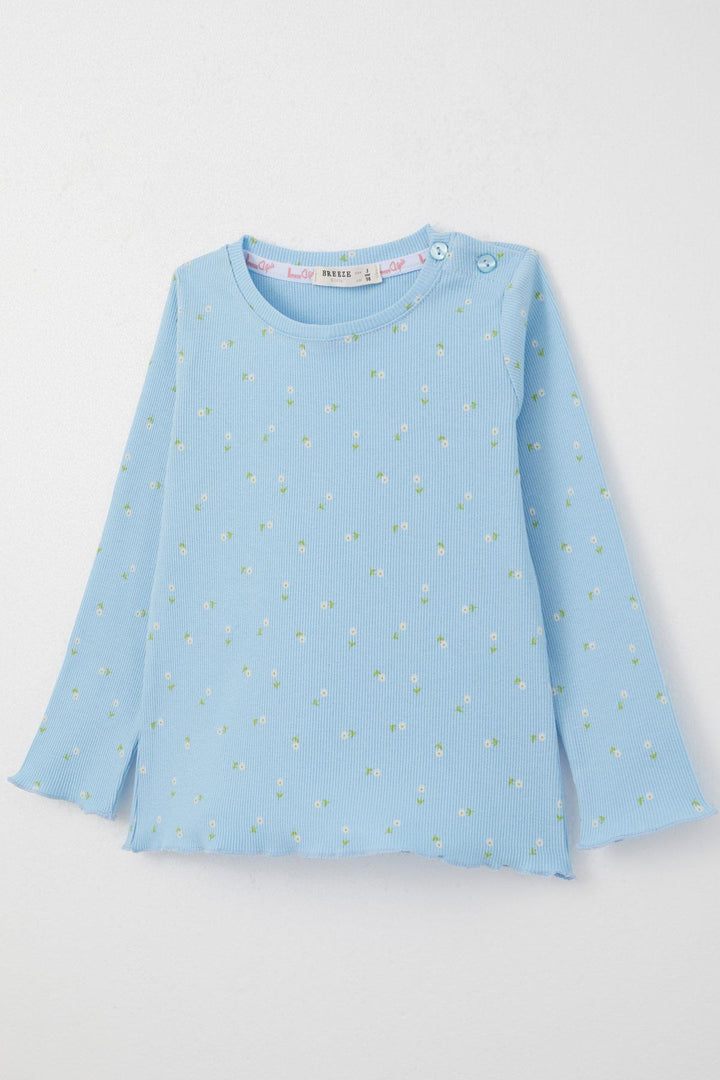 BRE Breeze Girl Baby Pyjama Set Daisy Patterned 9 Months-3 Years, Light Blue - Warendorf
