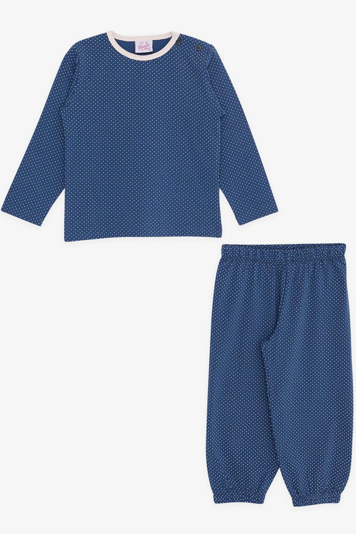 BRE Breeze Girl Baby Pajama Set Polka Dot Patterned 9 Months-3 Years, Navy Blue - McAllen