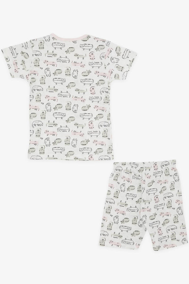 BRE Breeze Girl Baby Pajama Set Colorful Kitten Patterned 9 Months-3 Years, White - Palm Desert