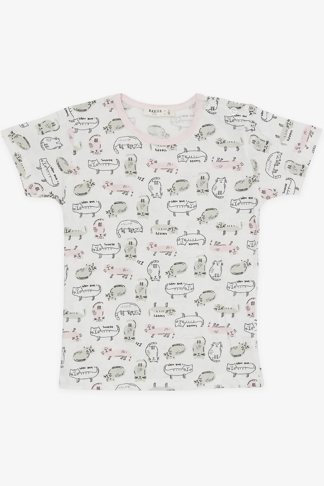BRE Breeze Girl Baby Pajama Set Colorful Kitten Patterned 9 Months-3 Years, White - Palm Desert
