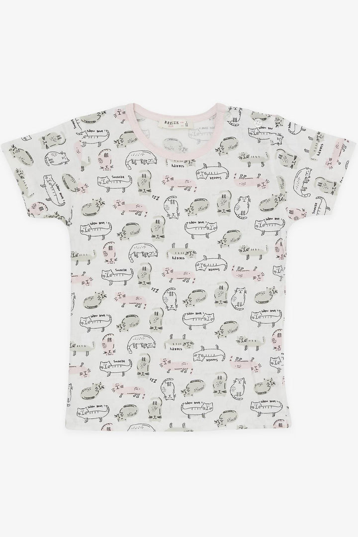BRE Breeze Girl Baby Pajama Set Colorful Kitten Patterned 9 Months-3 Years, White - Palm Desert