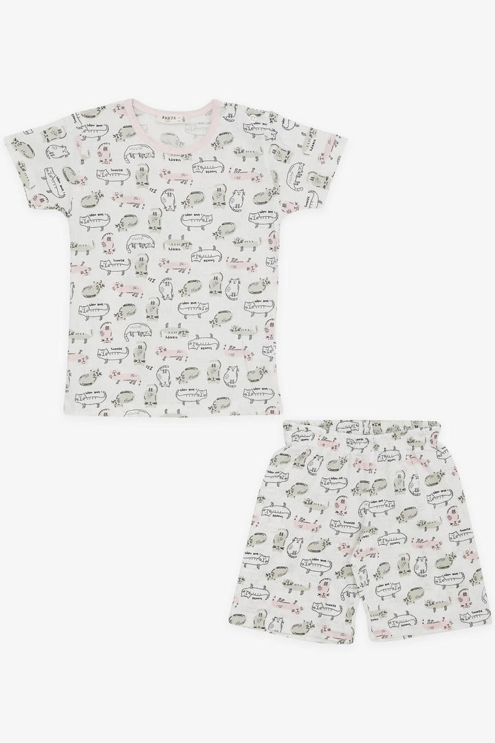 BRE Breeze Girl Baby Pajama Set Colorful Kitten Patterned 9 Months-3 Years, White - Palm Desert