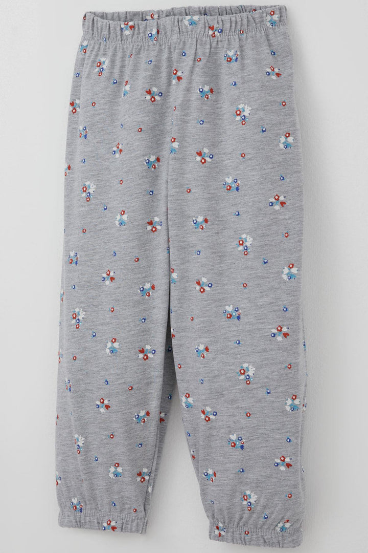 BRE Breeze Kız Bebek Pijama Takımı Renkli Çiçek Desenli 9 Ay-3 Yaş, Gri Melanj - Brixton