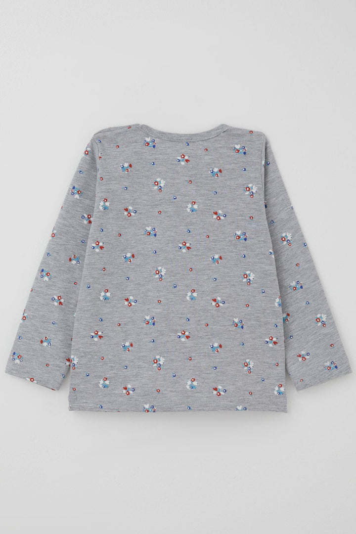 BRE Breeze Kız Bebek Pijama Takımı Renkli Çiçek Desenli 9 Ay-3 Yaş, Gri Melanj - Brixton